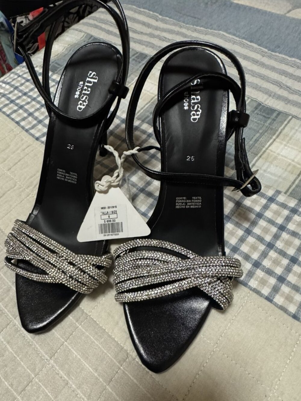Shasa Rhinestone Multi-Strap High Heels ,Size 9 (NWT)